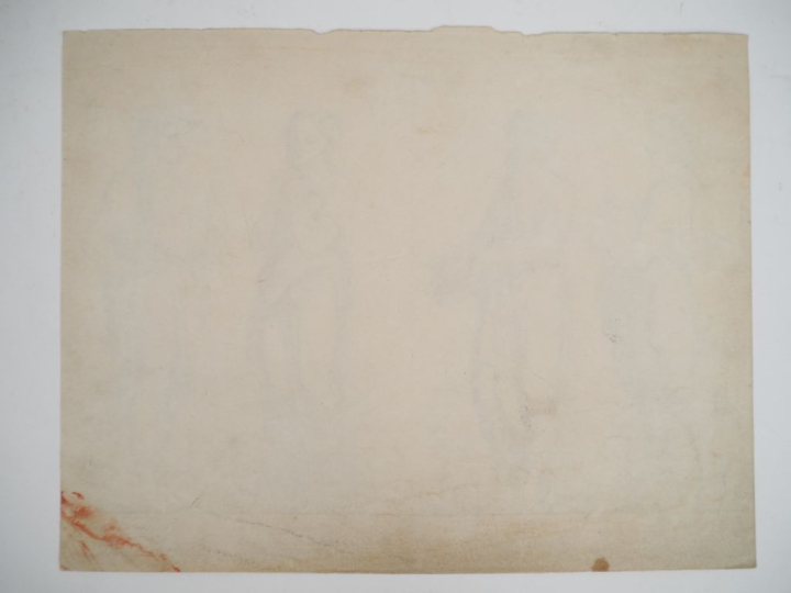 Ecole française XIXème. "Etude de personnages"  Deux dessins à la plum