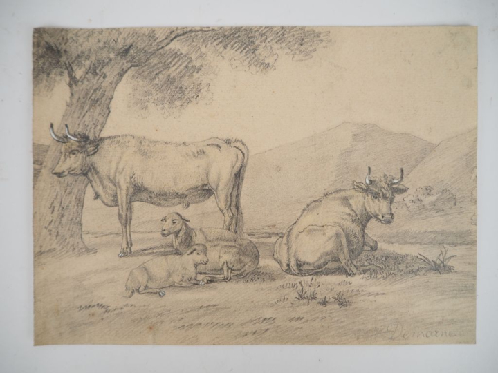 DEMARNE. (d'après) "Animaux"  Dessin au crayon Dim. 15 x 21 cm