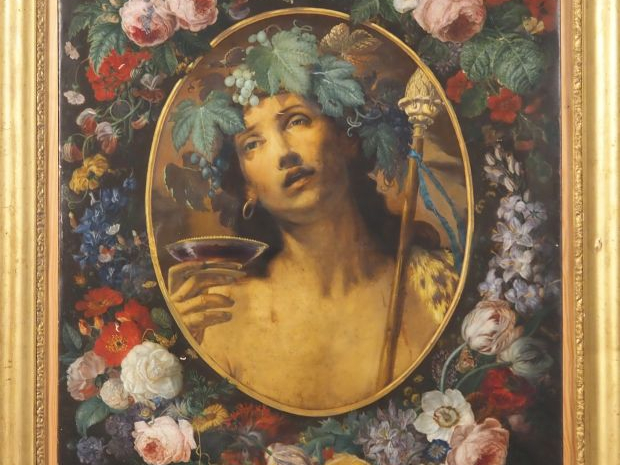 Ecole XIXème. "allégorie de Bacchus" Huile sur toile (réentoilée) Dim.