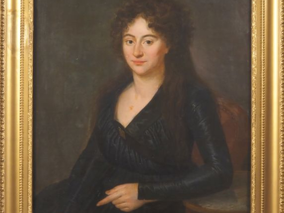 Ecole française XIXème. "portrait de poétesse"  Huile sur toile Dim. 9
