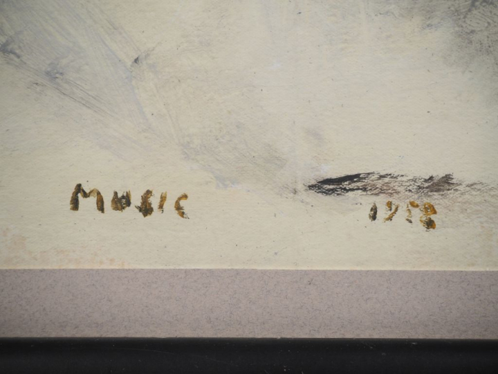 MUSIC.  "abstraction" Gouache, signée en bas à droite et datée 53 ou 5