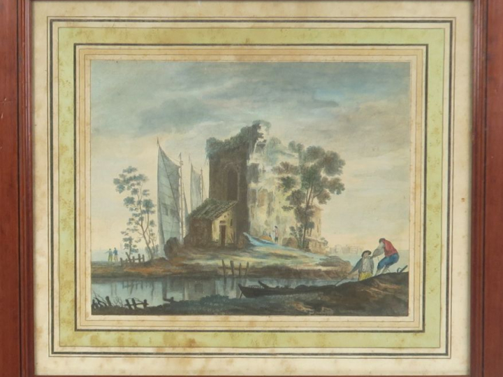 Gravure en couleurs XIXème par Wizani.  "vue du moulin dit Buschmuhle 