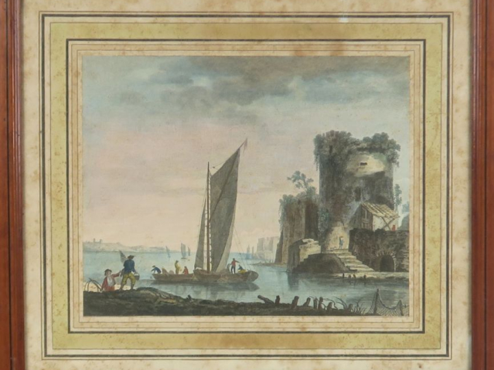 Gravure en couleurs XIXème par Wizani.  "vue du moulin dit Buschmuhle 