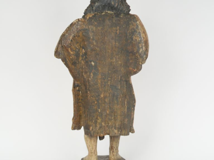 Sculpture XVIIIIème en bois polychrome "Saint personnage en pied". H. 