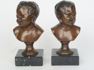 Vente aux enchères Ecole française fin XIX ème.  "Jean qui rit, Jean qui pleure." Paire d