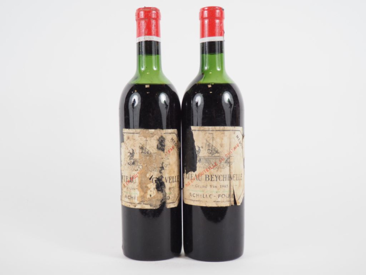 2 BOUTEILLES CHÂTEAU BEYCHEVELLE GCC ST JULIEN - 1965 - MEP/ETA/1 PRÉS