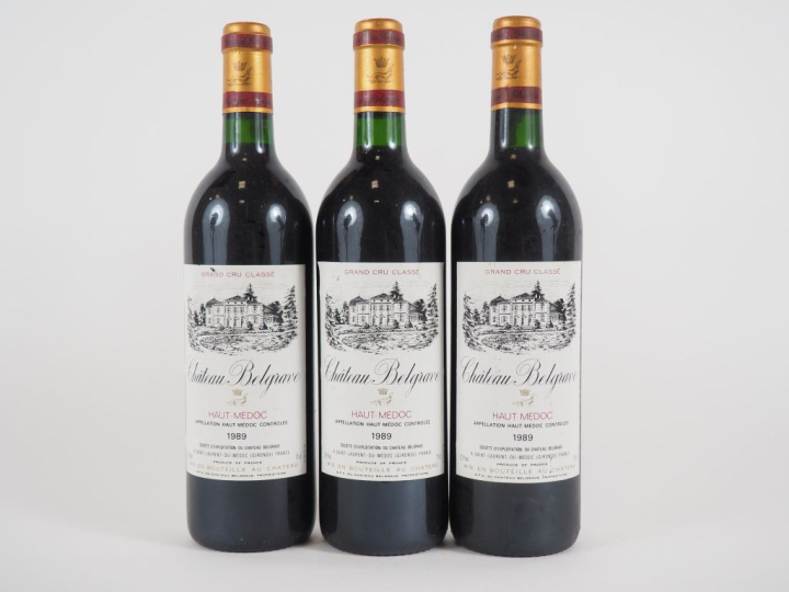 3 BOUTEILLES CHÂTEAU BELGRAVE GCC HAUT MÉDOC - 1989