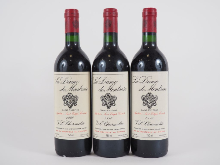 3 BOUTEILLES LA DAME DE MONTROSE ST ESTÈPHE - 1990