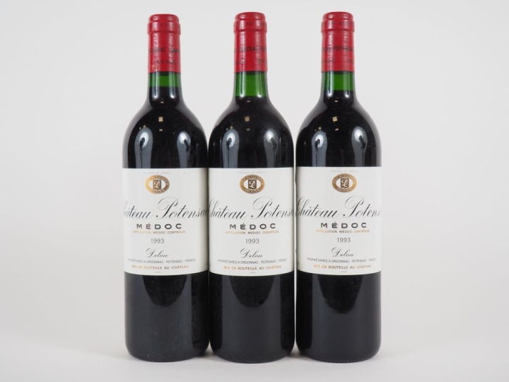 3 BOUTEILLES CHÂTEAU POTENSAC MÉDOC - 1993