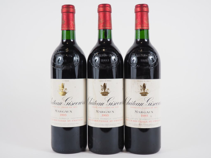 3 BOUTEILLES CHÂTEAU GISCOURS GCC MARGAUX - 1993 - BG/ETLA