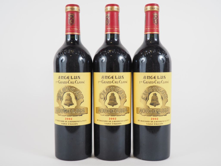 3 BOUTEILLES CHÂTEAU ANGÉLUS 1er GCC ST ÉMILION - 2002