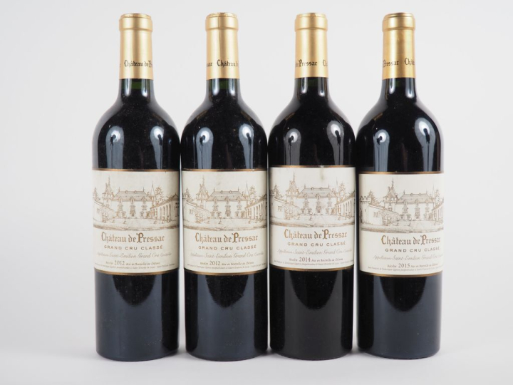 4 BOUTEILLES CHÂTEAU DE PRESSAC GCC ST ÉMILION : 2 de 2012/1 de 2014/1