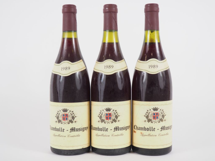 3 BOUTEILLES CHAMBOLLE MUSIGNY MISE NÉGOCE - 1989