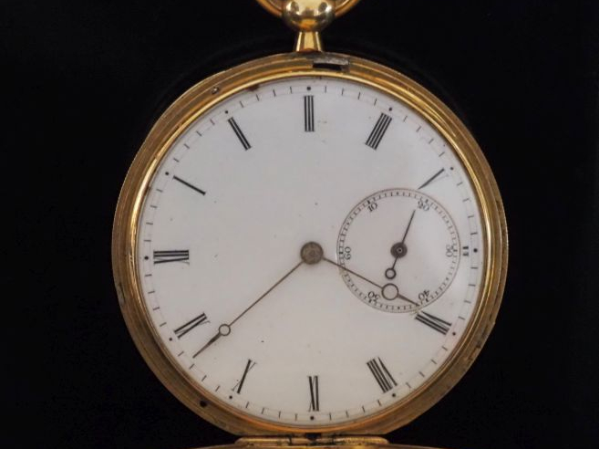 LEROY   Fils, Paris Montre savonnette aveugle en or jaune 750.  Cadran