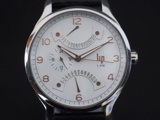 Vente aux enchères LIP, 5 ATM Montre bracelet en acier.  Cadran rond à chiffres arabes po