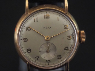 Vente aux enchères REXA Montre bracelet boitier en plaqué or.  Cadran rond à chiffres ara