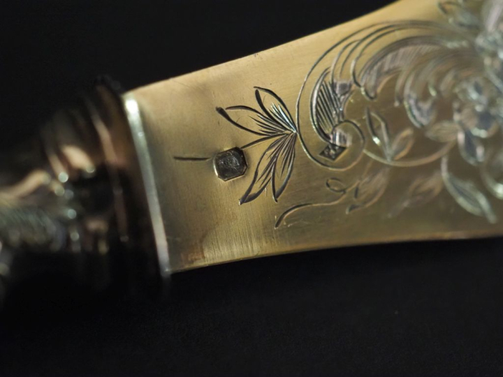 Couvert à servir la glace en argent doré fourré et argent doré 925, po