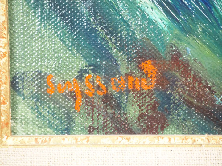 René SEYSSAUD (1867-1952) « Cueillette en bord de route ». Huile sur t