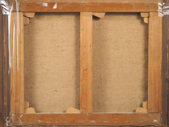 René SEYSSAUD (1867-1952) « Cueillette en bord de route ». Huile sur t