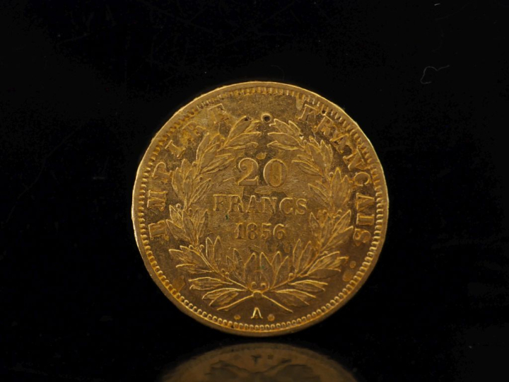 Pièce de 20 Francs or, 1856-A.  FRAIS ACHETEURS 10% HT.   