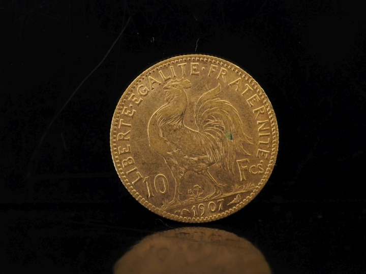 Pièce de 10 Francs or, 1907.  FRAIS ACHETEURS 10% HT.   