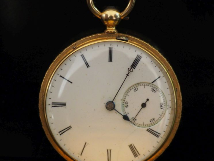 RICHARD Montre savonnette aveugle en or jaune 750 et émail polychrome,