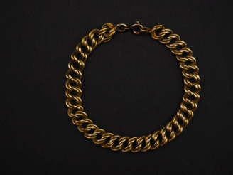 Vente aux enchères Bracelet souple en or jaune 750, maille américaine.  Long. 17,5 cm Poi