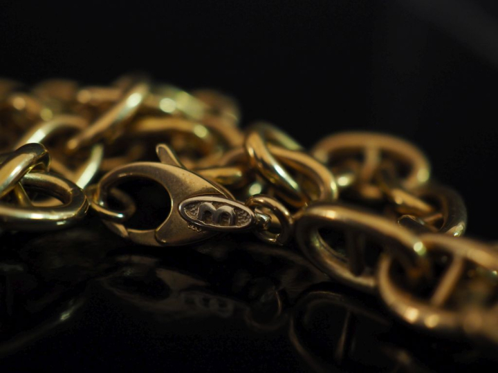 Collier souple en or jaune 750, maille marine.  Long. 46,5 cm Poids. 2