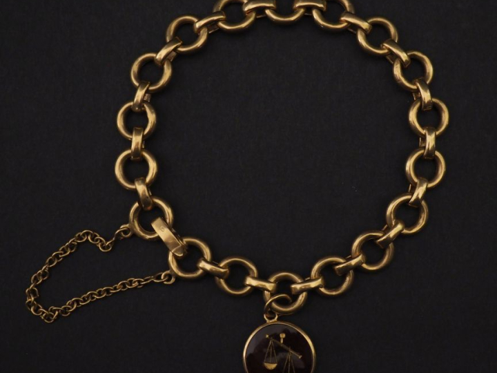 Bracelet souple en or jaune 750, maillons ronds et ovales plats altern