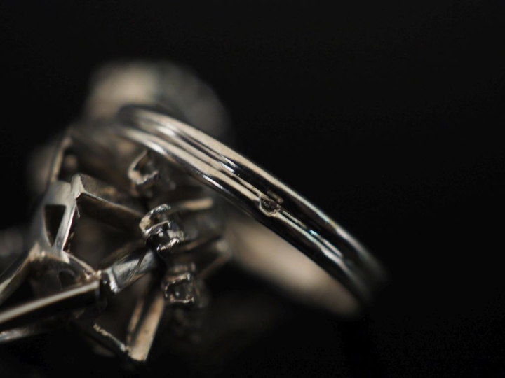 Ensemble comprenant :  - une bague en or blanc 750, sertie de pierres 