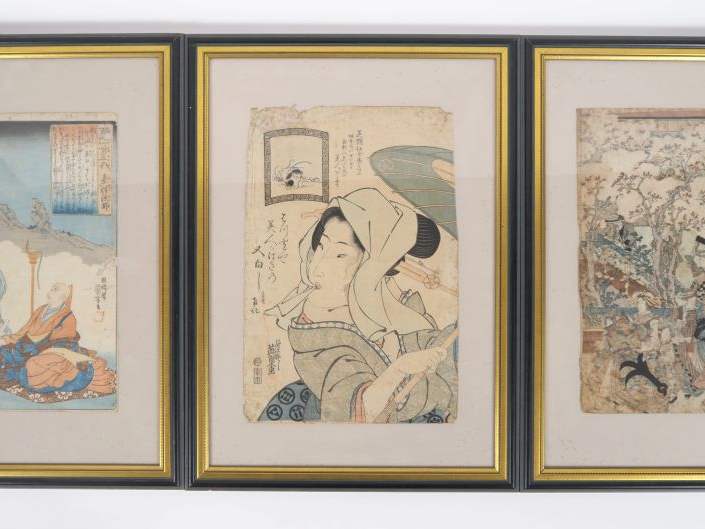 Japon, Lot de quatorze estampes de format oban tate-e dont partie de t