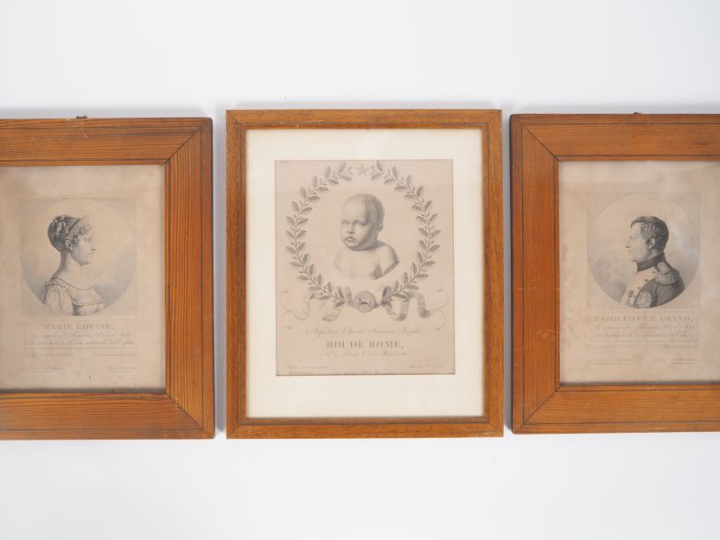 Lot de 3 gravures représentant la famille impériale : -Portrait de Nap
