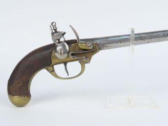Vente aux enchères Pistolet à silex modèle 1777 du 2e type.  Dans l’état. Fortes piqûres,