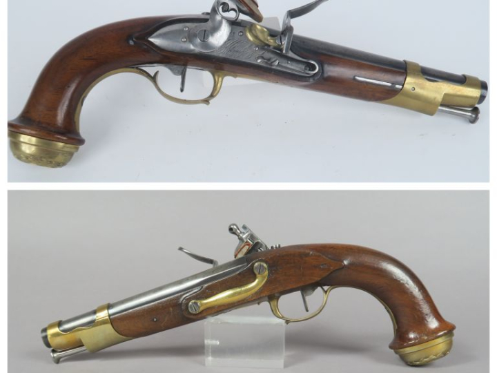 Paire de pistolets à silex de garde du corps du Roi, 1er modèle, modif
