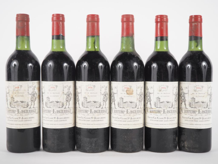 6 BOUTEILLES CHÂTEAU LAGRANGE GCC ST JULIEN - 1976 - BG/ET/3 BOUCHONS 