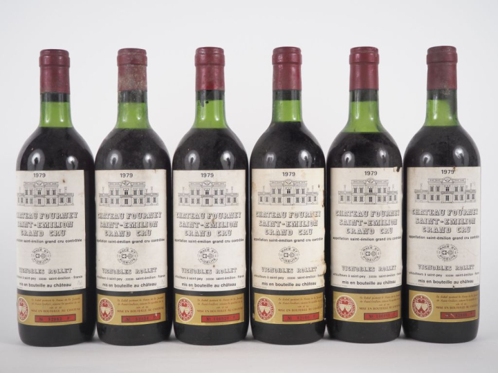 6 BOUTEILLES CHÂTEAU FOURNEY GC ST ÉMILION - 1979 - 3 BG/2 LB/1 HEP