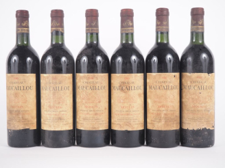 Vente aux enchères 6 BOUTEILLES CHÂTEAU MAUCAILLOU MOULIS - 1980 - BG/EA