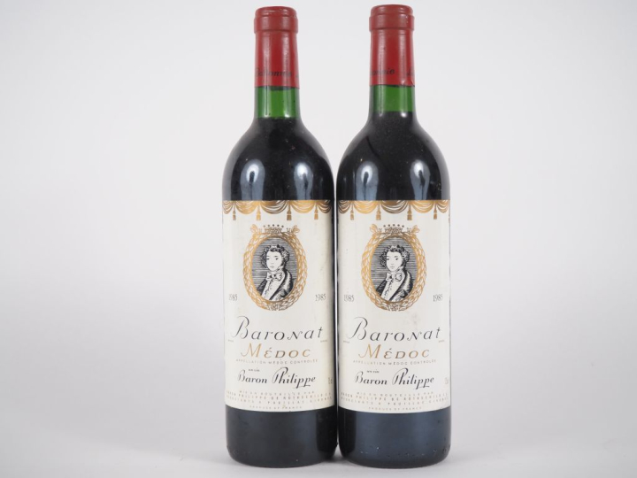 2 BOUTEILLES BARONNAT MÉDOC BARON PHILIPPE - 1985