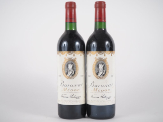Vente aux enchères 2 BOUTEILLES BARONNAT MÉDOC BARON PHILIPPE - 1985