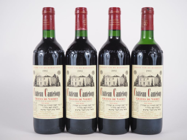 4 BOUTEILLES CHÂTEAU CANTELOUP GRAVES DE VAYRES - 1993 - 1 HEP