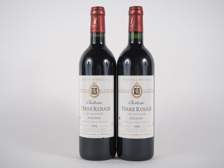 2 BOUTEILLES CHÂTEAU TERRE ROUGE CB MÉDOC - 1998
