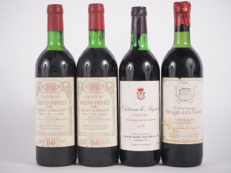 Vente aux enchères 4 BOUTEILLES : 2 CHÂTEAU GRAND PONTET GCC ST ÉMILION 1978 1 LB/1 HEP -