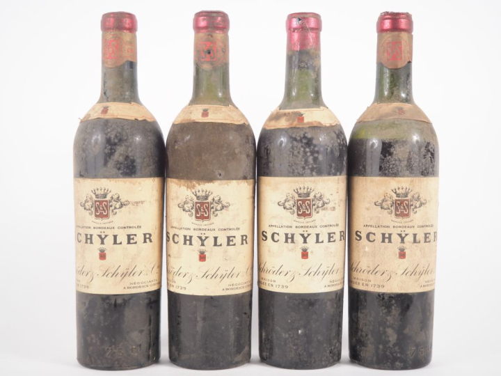 4 VIEILLES BOUTEILLES BORDEAUX SCHYLER - 1 HEP-MEP/1 MEP/1 BEP/1 VIDAN