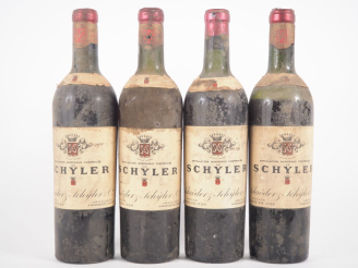 Vente aux enchères 4 VIEILLES BOUTEILLES BORDEAUX SCHYLER - 1 HEP-MEP/1 MEP/1 BEP/1 VIDAN