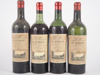 Vente aux enchères 4 VIEILLES BOUTEILLES LE RAMAGE BORDEAUX SUPÉRIEUR - 1 MEP/3 VIDANGE