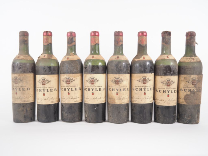 8 VIEILLES BOUTEILLES BORDEAUX SCHYLER - NIVEAUX DIVERS