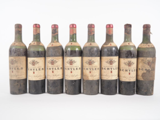 Vente aux enchères 8 VIEILLES BOUTEILLES BORDEAUX SCHYLER - NIVEAUX DIVERS