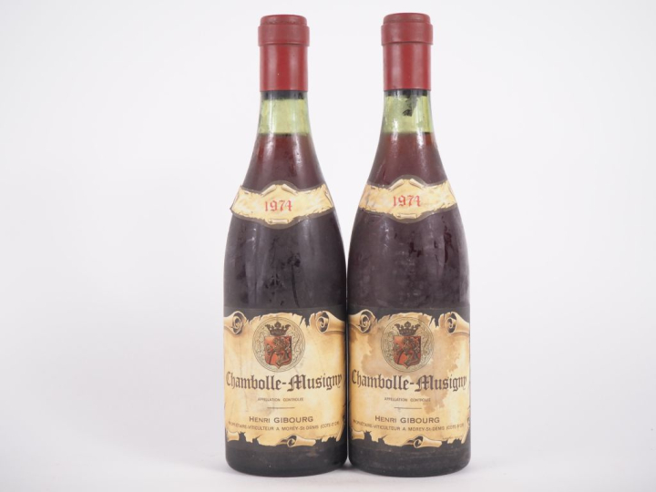 2 BOUTEILLES CHAMBOLLE MUSIGNY HENRI GIBOURG - 1974
