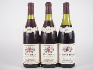 Vente aux enchères 3 BOUTEILLES DOMAINE DE LA TASSÉE : 2 MARSANNAY 1986 - 1 CHAMBOLLE MUS