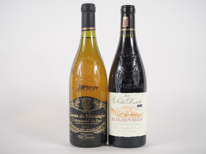 2 BOUTEILLES : 1 CHÂTEAUNEUF DU PAPE BLANC COMTE DE MORANGIES 1995 - 1